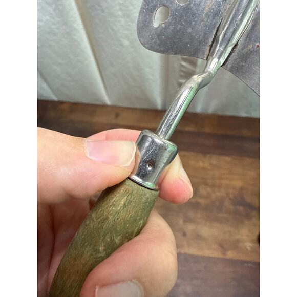 Vintage 30s Green Wood Handle Metal Pie Server Rumford Baking Powder Advertising - Picture 7 of 8